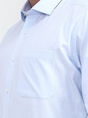 Blue Printed Regular Fit Formal Shirt | JadeBlue
