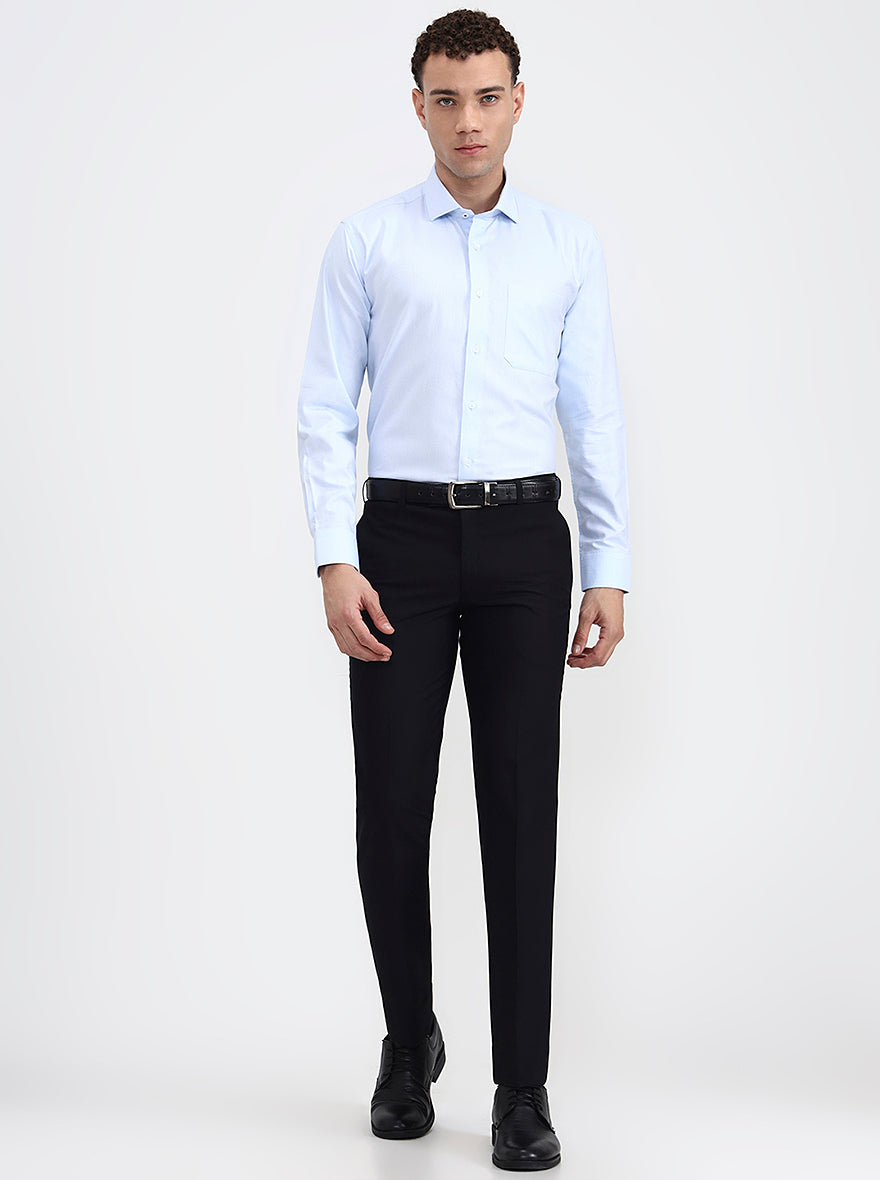 Blue Printed Regular Fit Formal Shirt | JadeBlue