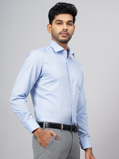 Sky Blue Solid Slim Fit Formal Shirt | JadeBlue Super Luxe