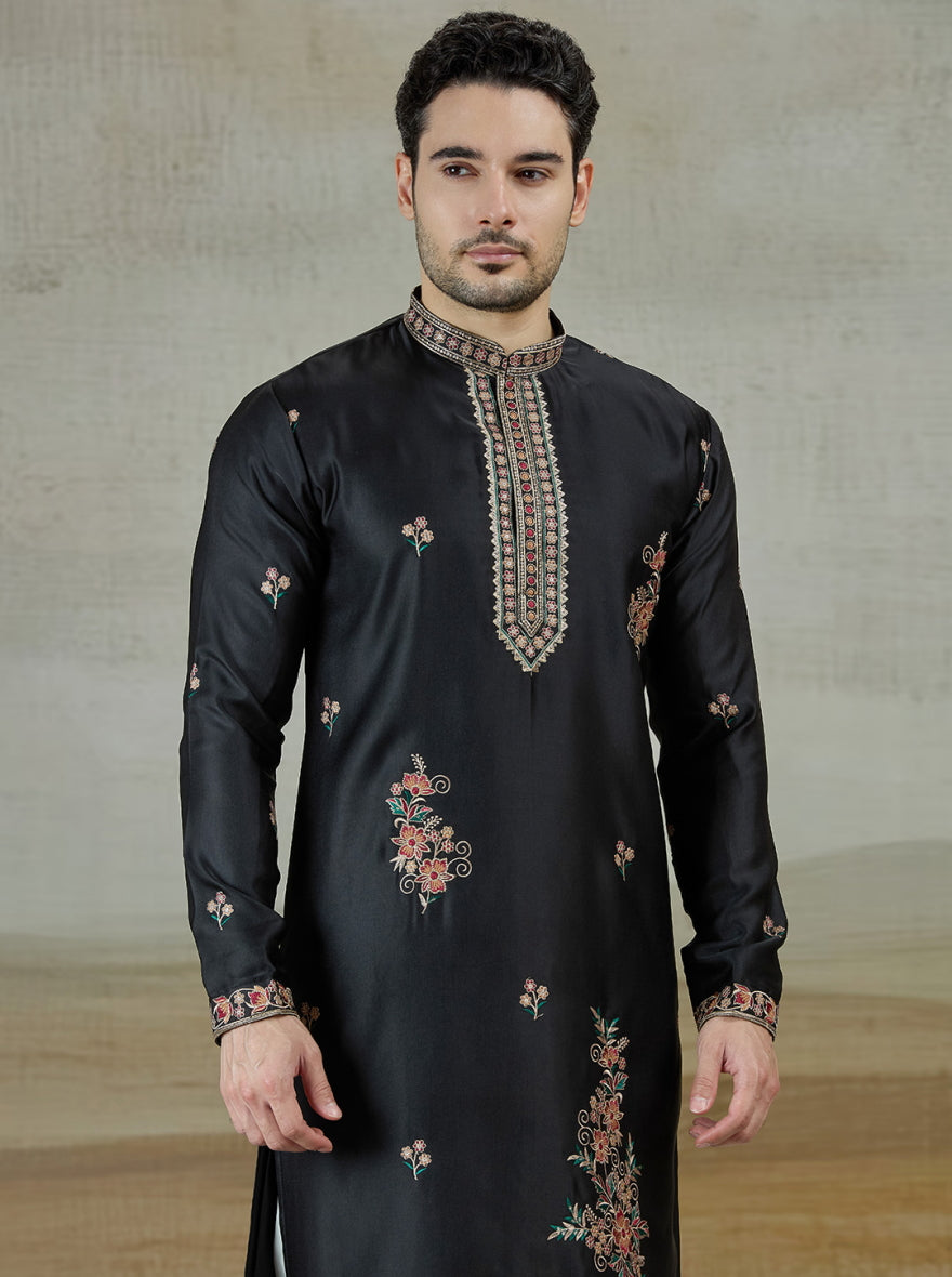 Black Embroidered Kurta Pajama | Virasana
