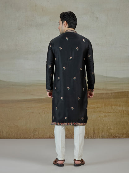 Black Embroidered Kurta Pajama | Virasana