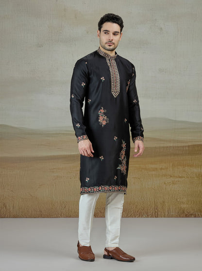 Black Embroidered Kurta Pajama | Virasana