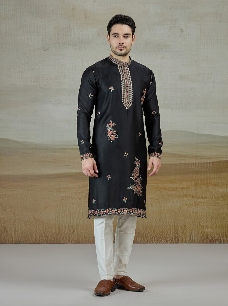 Black Embroidered Kurta Pajama | Virasana