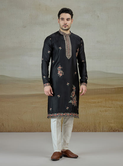 Black Embroidered Kurta Pajama | Virasana