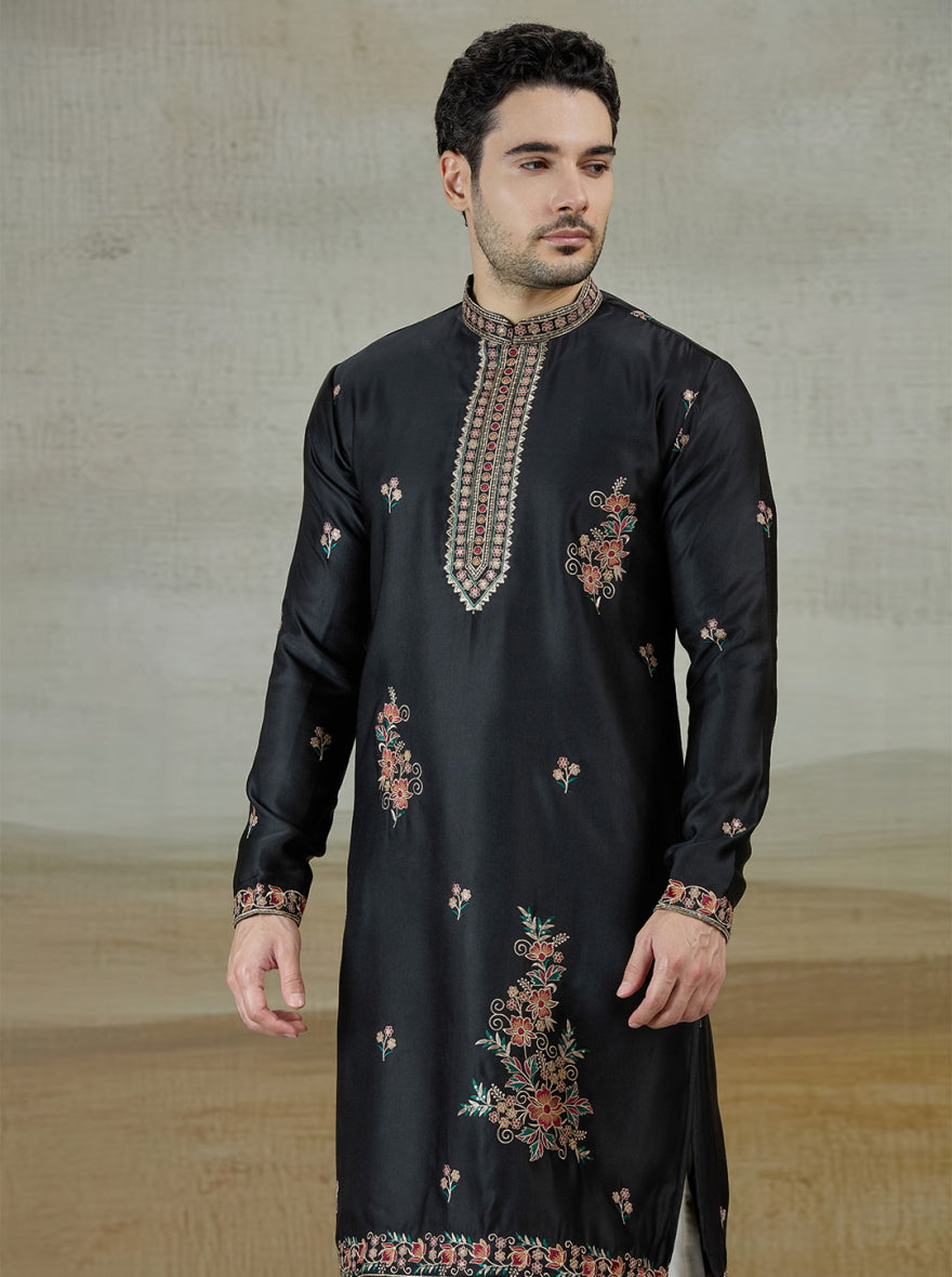 Black Embroidered Kurta Pajama | Virasana