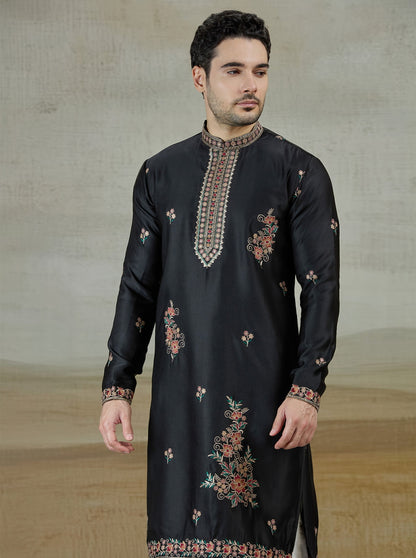 Black Embroidered Kurta Pajama | Virasana