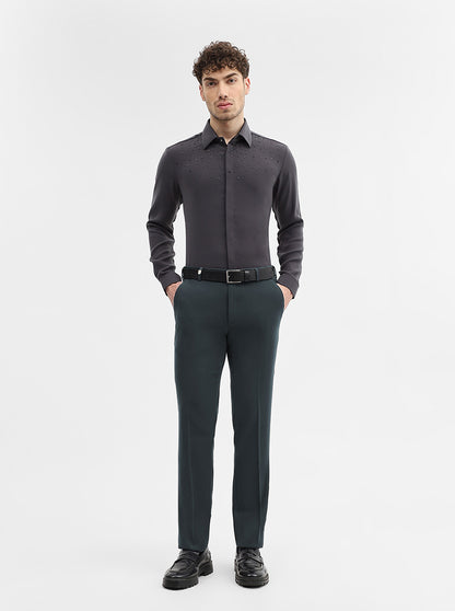Dark Grey Solid Slim Fit Formal Trouser | Wyre