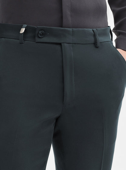 Dark Grey Solid Slim Fit Formal Trouser | Wyre