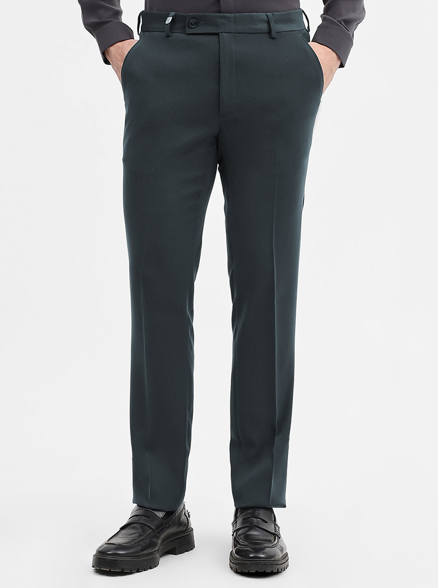 Dark Grey Solid Slim Fit Formal Trouser | Wyre
