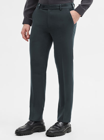 Dark Grey Solid Slim Fit Formal Trouser | Wyre