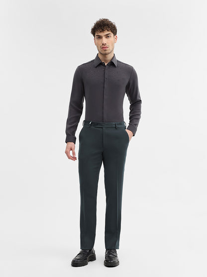Dark Grey Solid Slim Fit Formal Trouser | Wyre