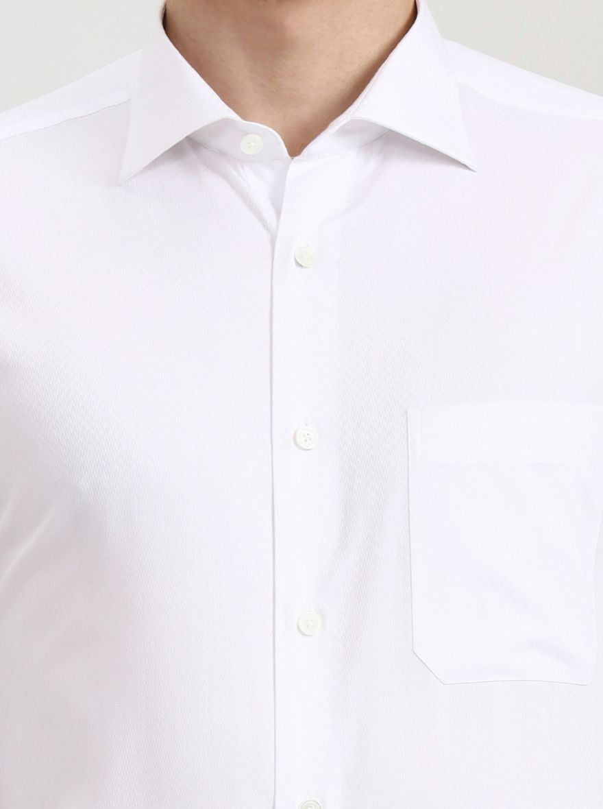 White Printed Slim Fit Formal Shirt | JadeBlue Super Luxe