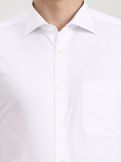 White Printed Slim Fit Formal Shirt | JadeBlue Super Luxe