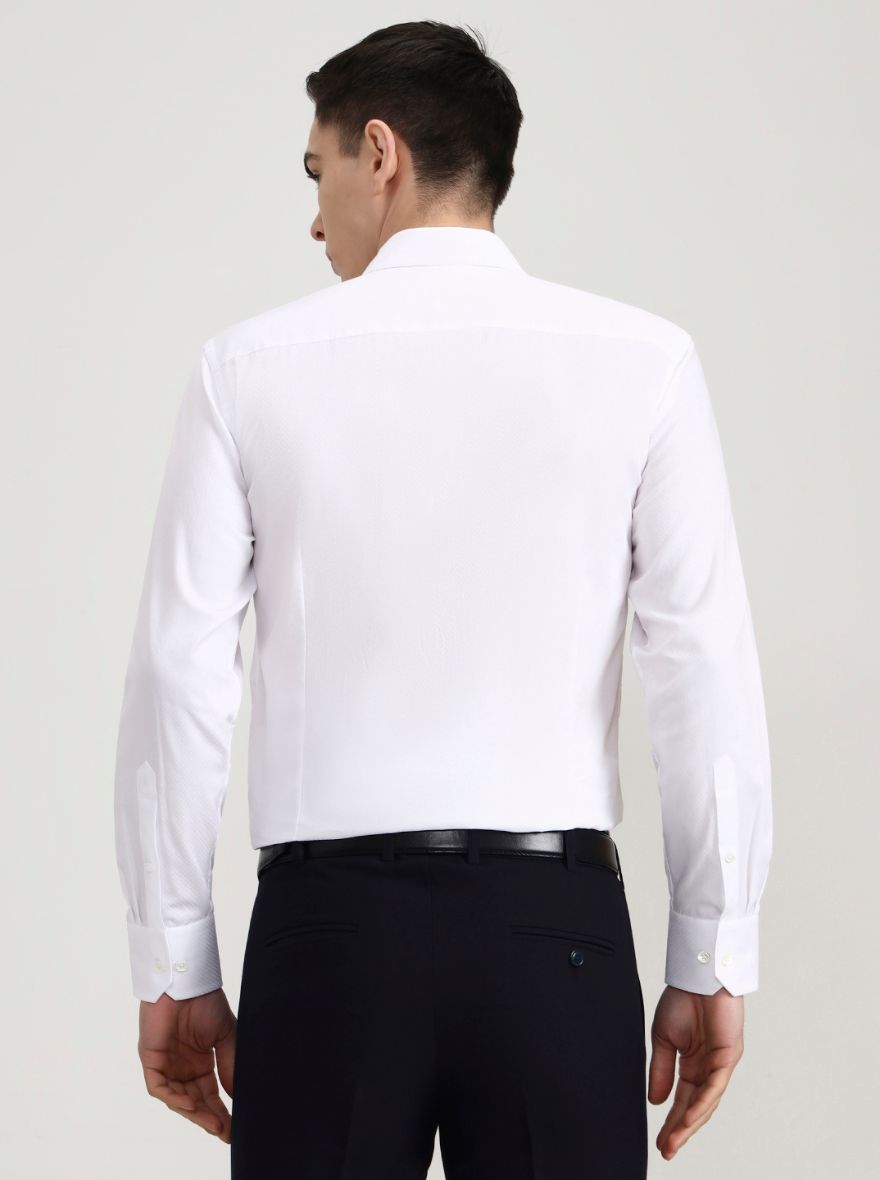 White Printed Slim Fit Formal Shirt | JadeBlue Super Luxe