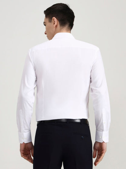White Printed Slim Fit Formal Shirt | JadeBlue Super Luxe