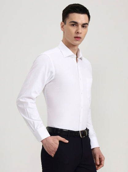 White Printed Slim Fit Formal Shirt | JadeBlue Super Luxe