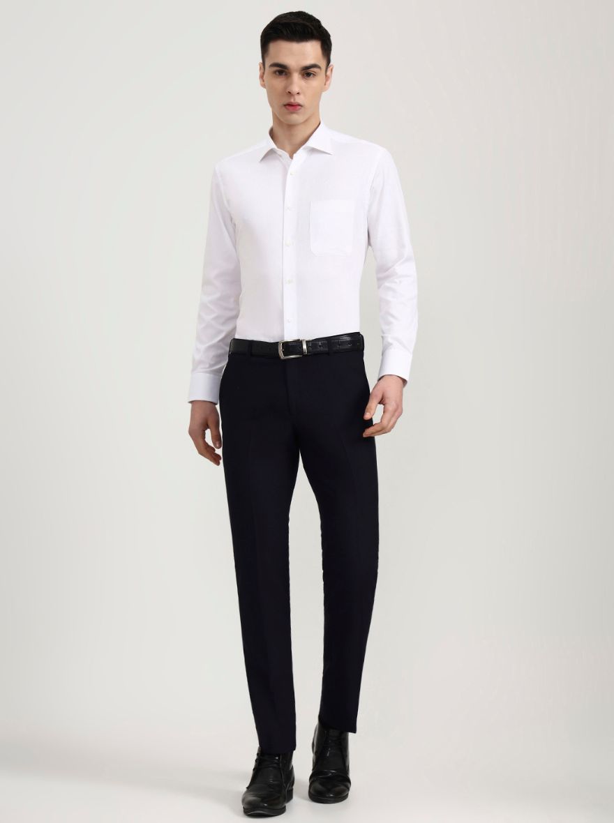 White Printed Slim Fit Formal Shirt | JadeBlue Super Luxe