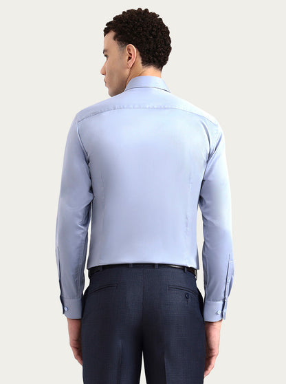 Sky Blue Solid Slim Fit Formal Shirt | Metal
