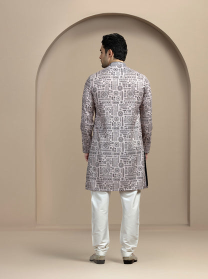 Black & Beige Printed Kurta | The Kurta Company