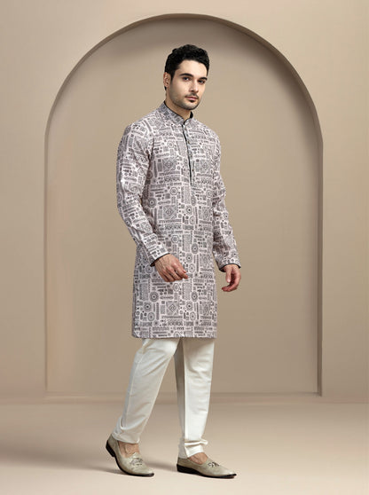 Black & Beige Printed Kurta | The Kurta Company