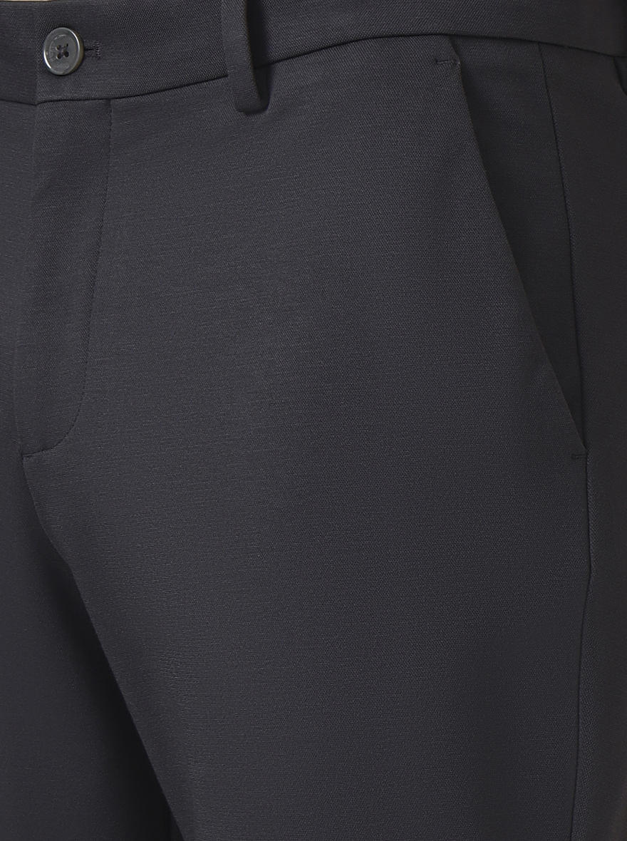 Dark Grey Solid Venice Fit Casual Trouser | JadeBlue