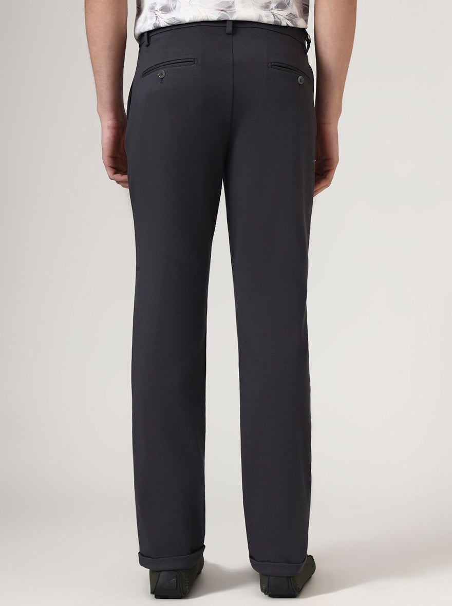 Dark Grey Solid Venice Fit Casual Trouser | JadeBlue