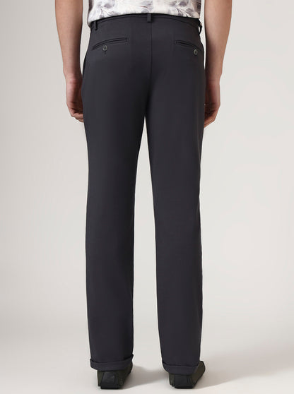 Dark Grey Solid Venice Fit Casual Trouser | JadeBlue