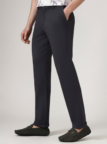 Dark Grey Solid Venice Fit Casual Trouser | JadeBlue