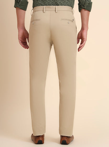 Khaki Solid Uno Fit Casual Trouser | JadeBlue