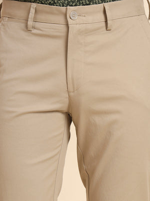 Khaki Solid Uno Fit Casual Trouser | JadeBlue