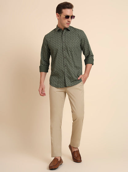 Khaki Solid Uno Fit Casual Trouser | JadeBlue