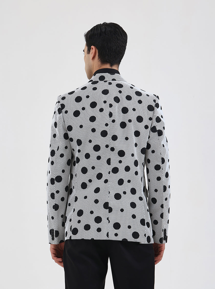 White Printed Regular Fit Blazer | JB Studio