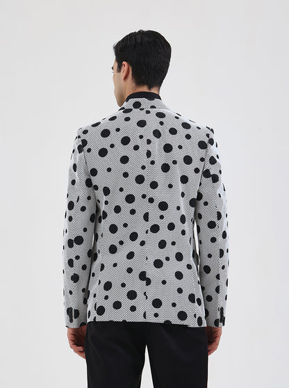 White Printed Regular Fit Blazer | JB Studio