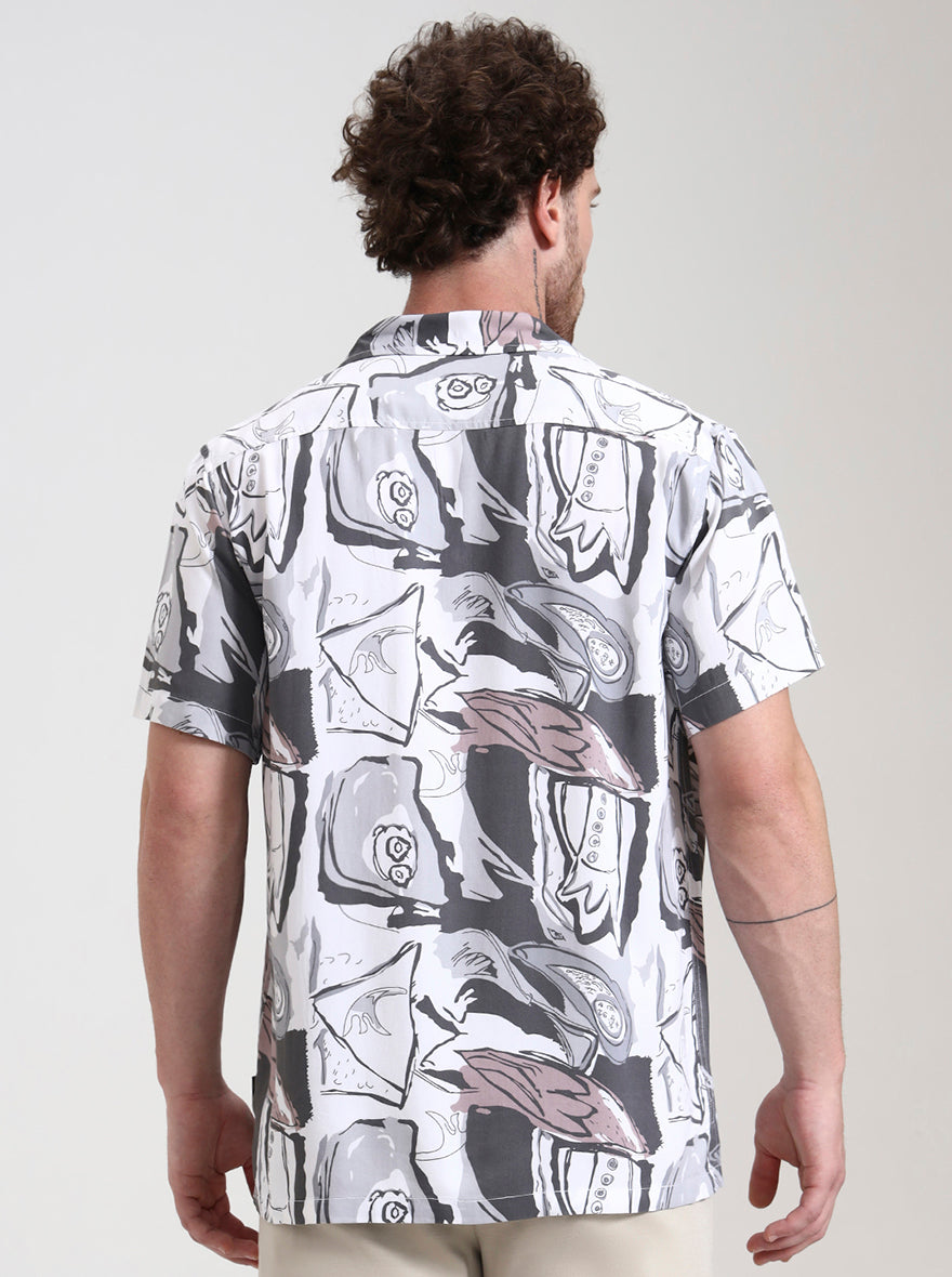 Brown Printed Slim Fit Casual Shirt | Greenfibre