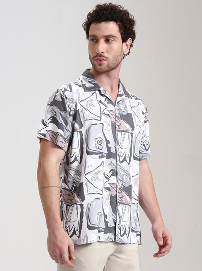 Brown Printed Slim Fit Casual Shirt | Greenfibre
