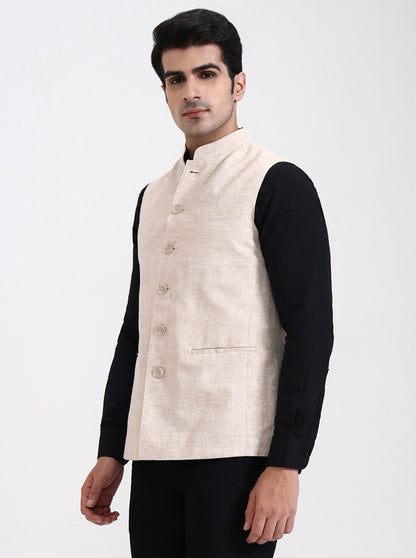 Fawn Solid Regular Fit Modi Jacket | JadeBlue