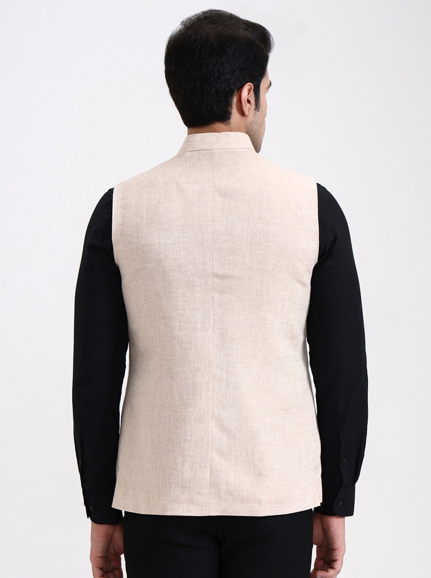 Fawn Solid Regular Fit Modi Jacket | JadeBlue