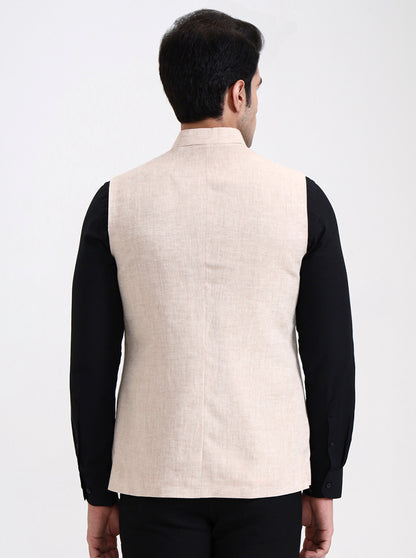 Fawn Solid Regular Fit Modi Jacket | JadeBlue