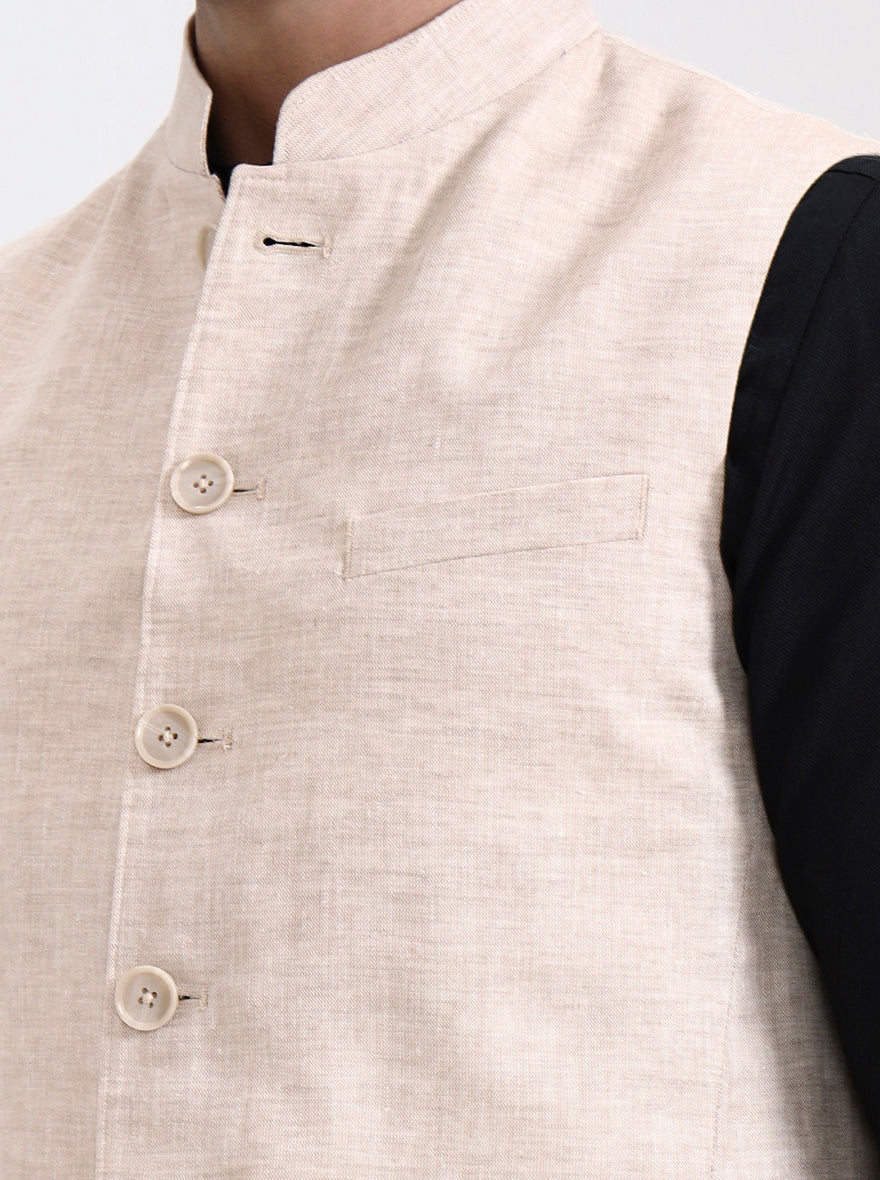 Fawn Solid Regular Fit Modi Jacket | JadeBlue