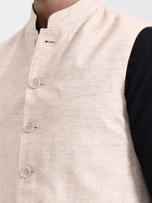 Fawn Solid Regular Fit Modi Jacket | JadeBlue
