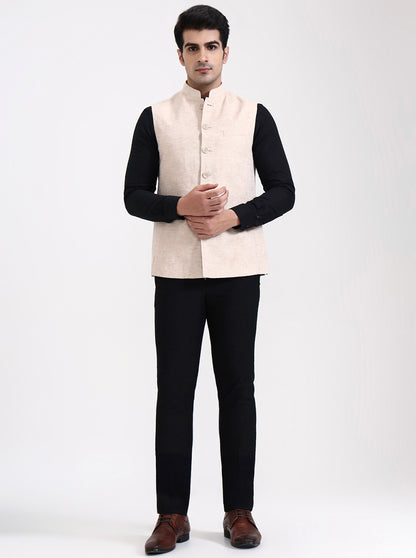 Fawn Solid Regular Fit Modi Jacket | JadeBlue