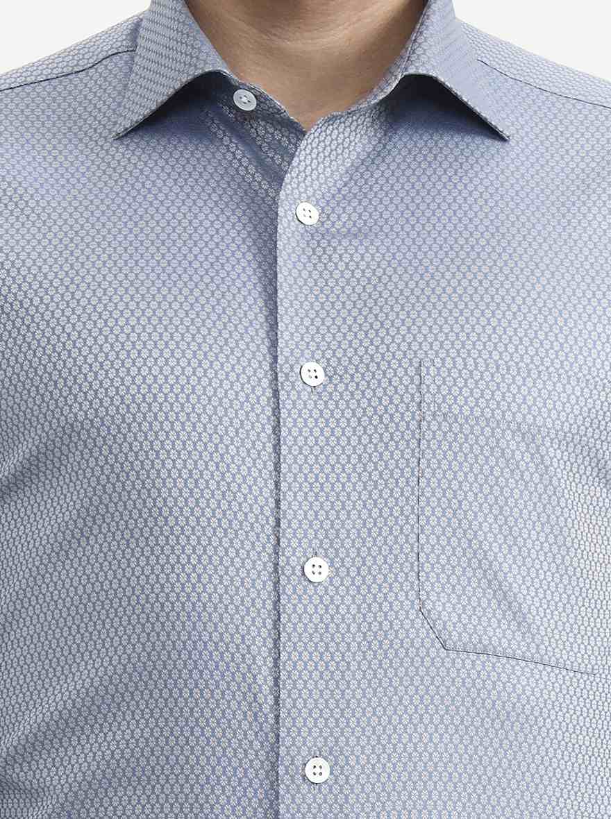 Blue Printed Slim Fit Formal Shirt | JadeBlue Super Luxe