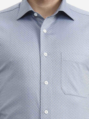 Blue Printed Slim Fit Formal Shirt | JadeBlue Super Luxe