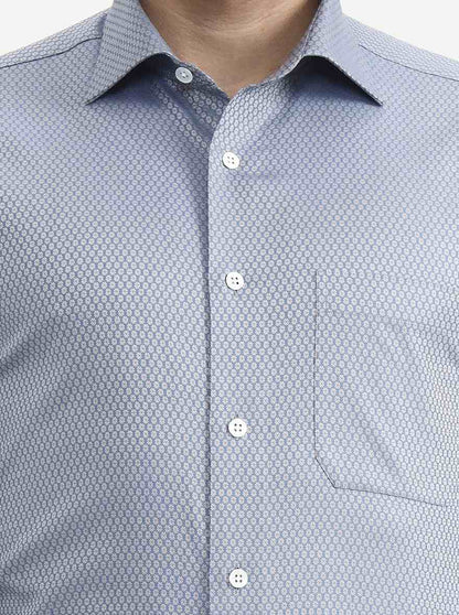 Blue Printed Slim Fit Formal Shirt | JadeBlue Super Luxe