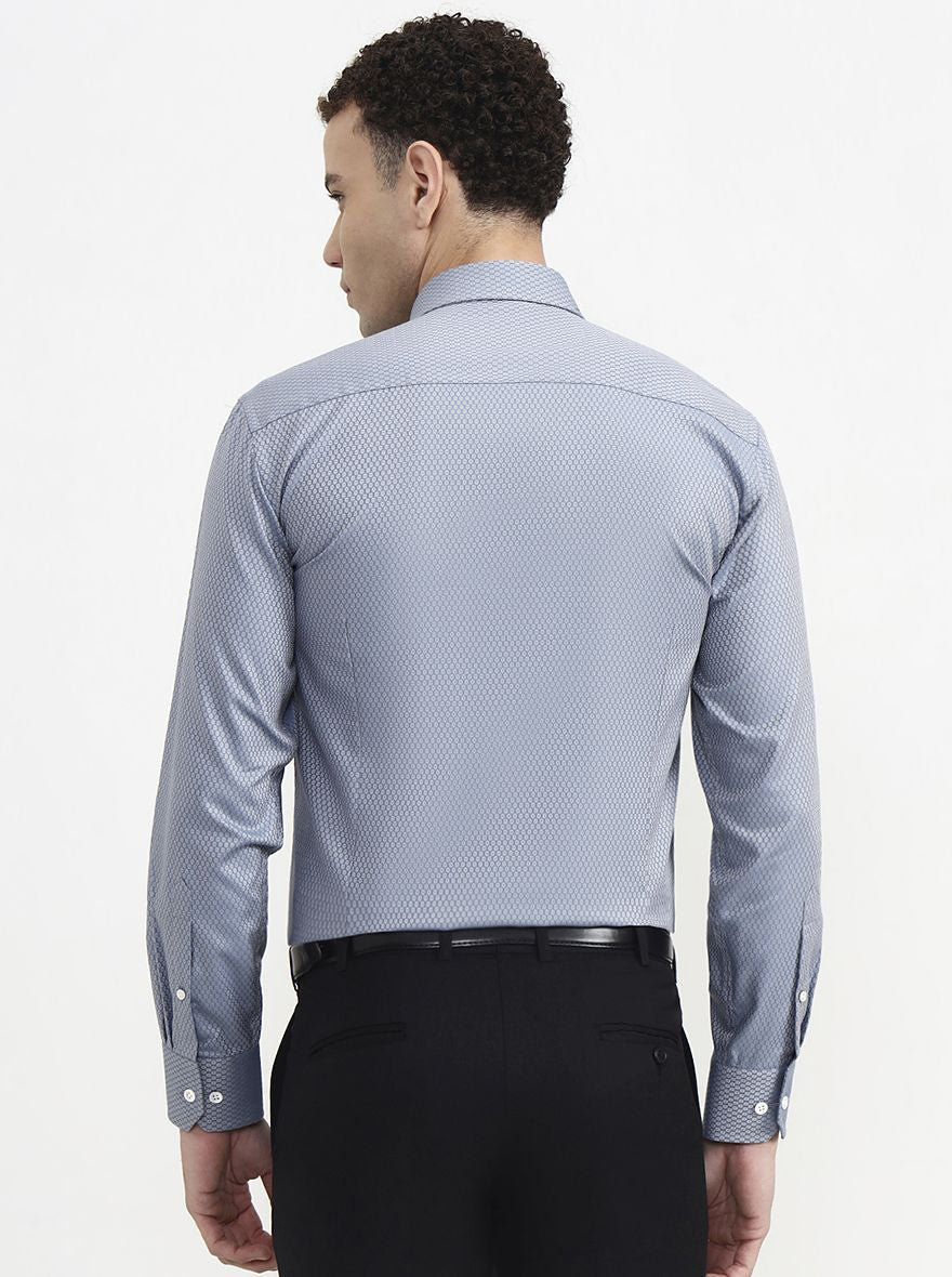 Blue Printed Slim Fit Formal Shirt | JadeBlue Super Luxe