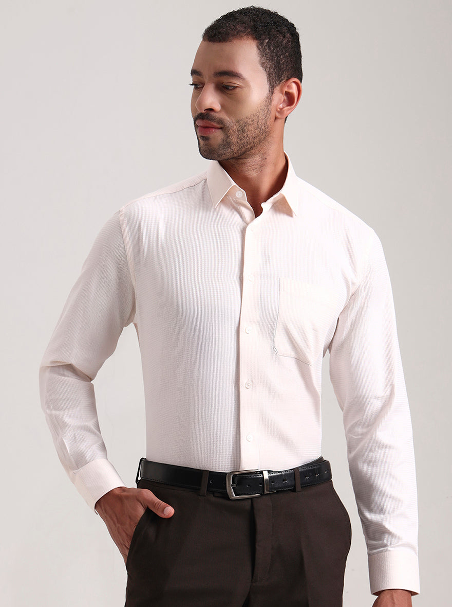 Orange & White Solid Regular Fit Formal Shirt | JadeBlue