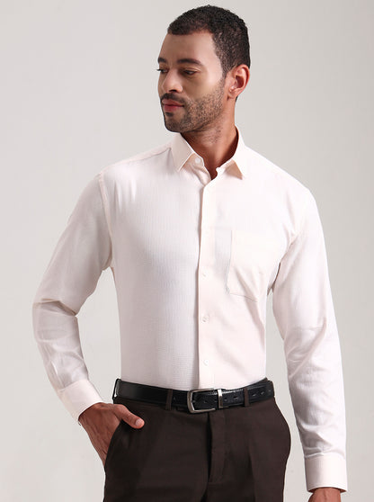 Orange & White Solid Regular Fit Formal Shirt | JadeBlue