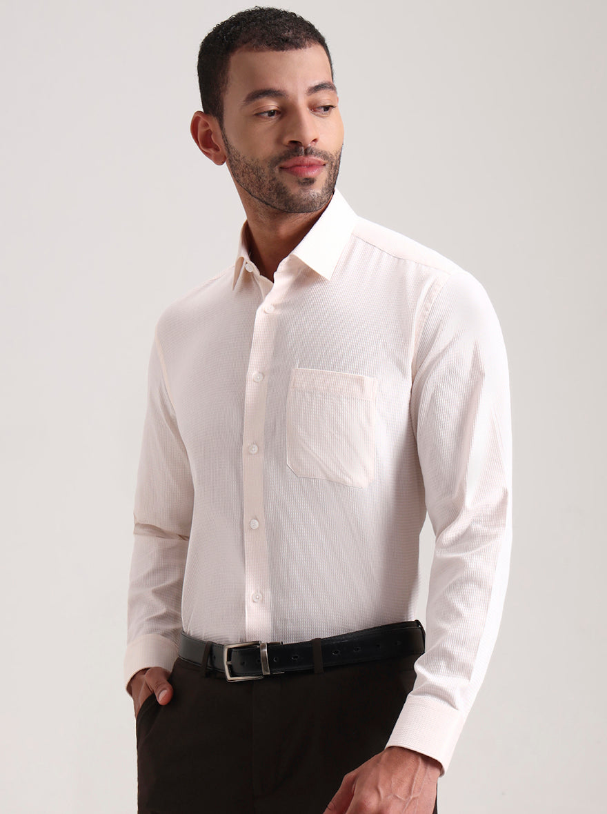 Orange & White Solid Regular Fit Formal Shirt | JadeBlue