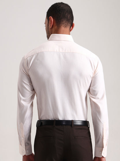 Orange & White Solid Regular Fit Formal Shirt | JadeBlue