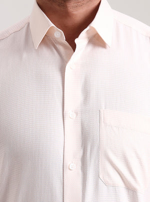 Orange & White Solid Regular Fit Formal Shirt | JadeBlue